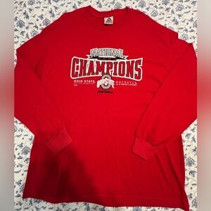 Vintage NCAA 2002 Ohio State Buckeyes championship L/S Red T-shirt Size XL